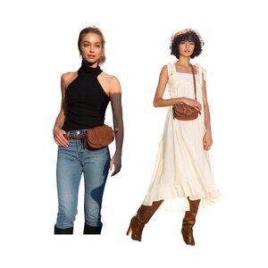 Rachel Zoe NWT Edessi Vegan Leather Convertible Crossbody & Belt Bag Brown